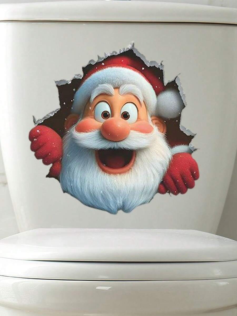 3D Santa Claus Wall Decal Sticker, DIY Breakthrough Vinyl Mural, Removable Christmas Decoration for Home, Office, or Holiday Party Background Decor