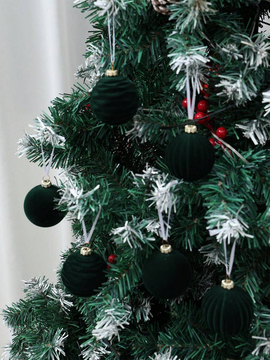 12pcs Burgundy Velvet Christmas Ball Set, Soft Flocked Pom Pom Ornaments, Luxurious Baubles for Holiday Trees, Gifts, and 2026 New Year Decorations