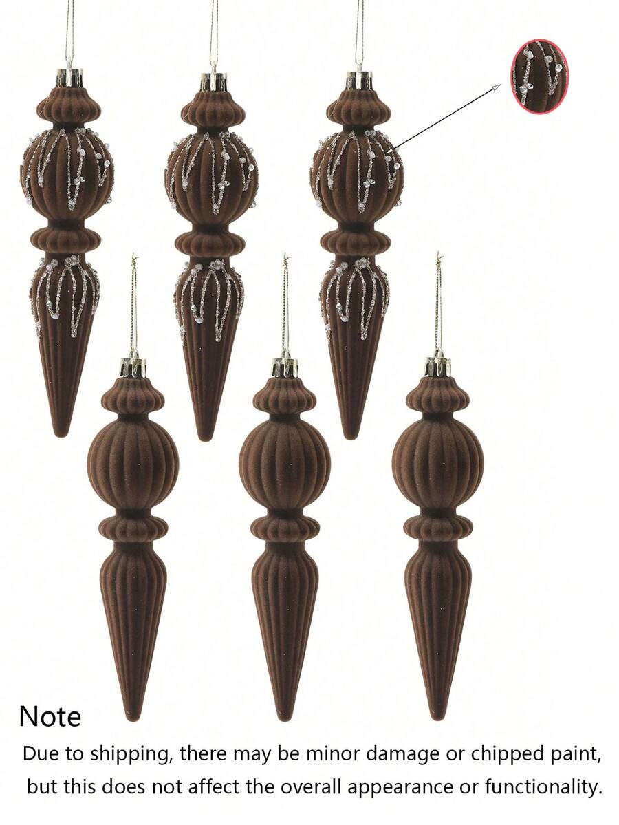 6/12pcs Velvet Christmas Ornament Set (7"), Textured Shatterproof Burgundy Tree Decorations, Elegant Holiday Home Decor