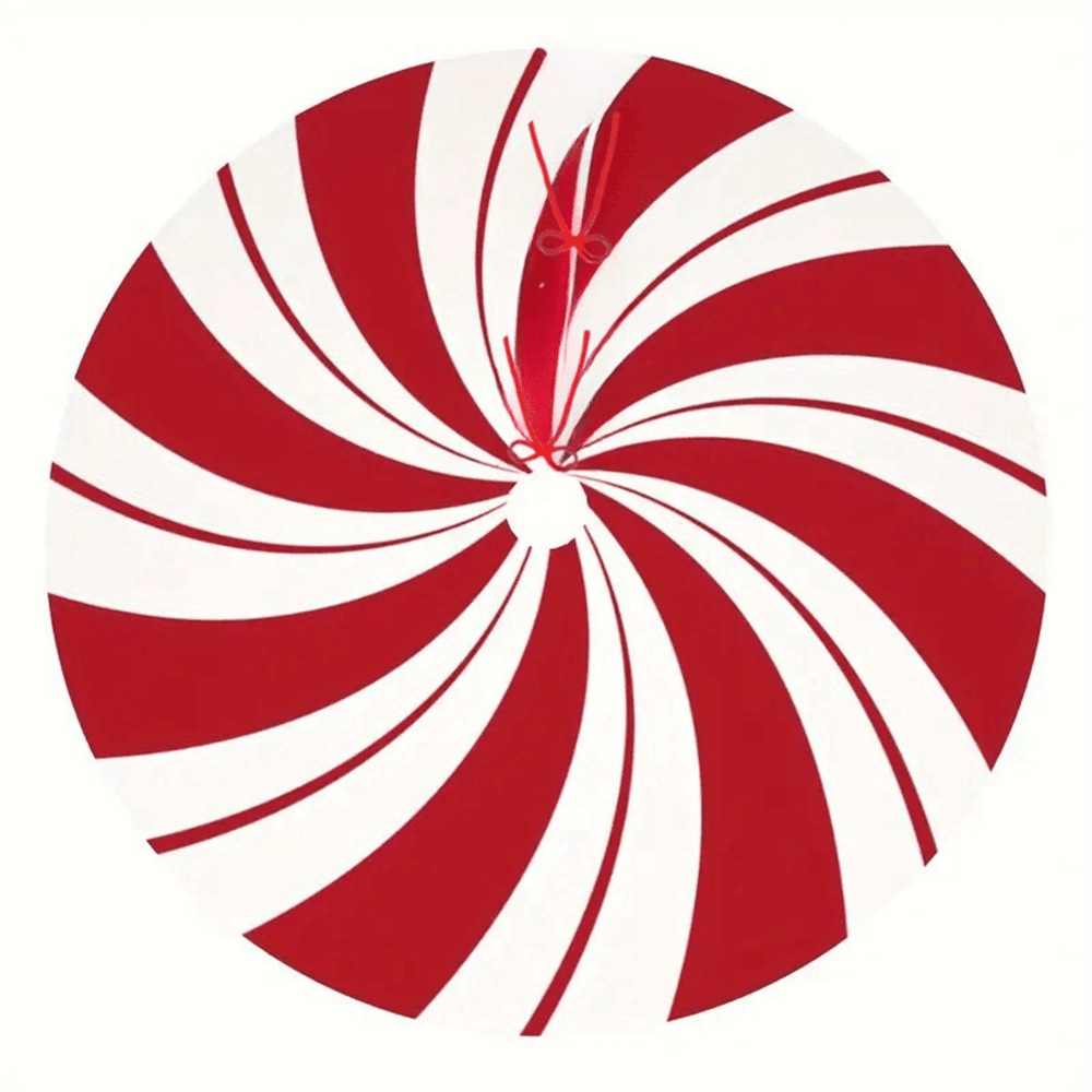 Peppermint Candy Christmas Tree Skirt, Rustic Red & White Swirl Design, Cozy Holiday Decoration for Living Room & Office
