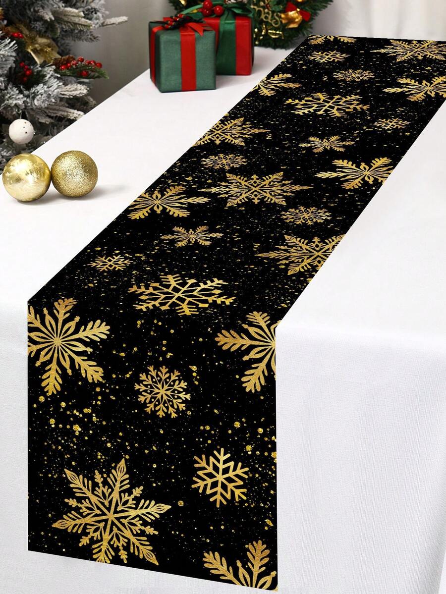 Gingerbread Man Christmas Table Runner, 35x180cm Polyester Holiday Table Flag, Festive Dining Room Décor for Christmas & Winter Home Use