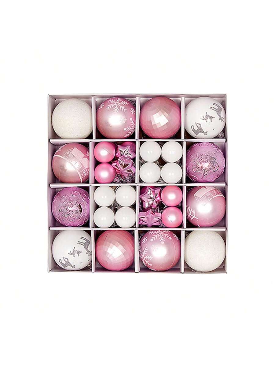 44pcs Sequined Christmas Tree Ball Ornaments, Glitter Decorative Holiday Tree Baubles, Perfect for Christmas Parties and Home Decoration