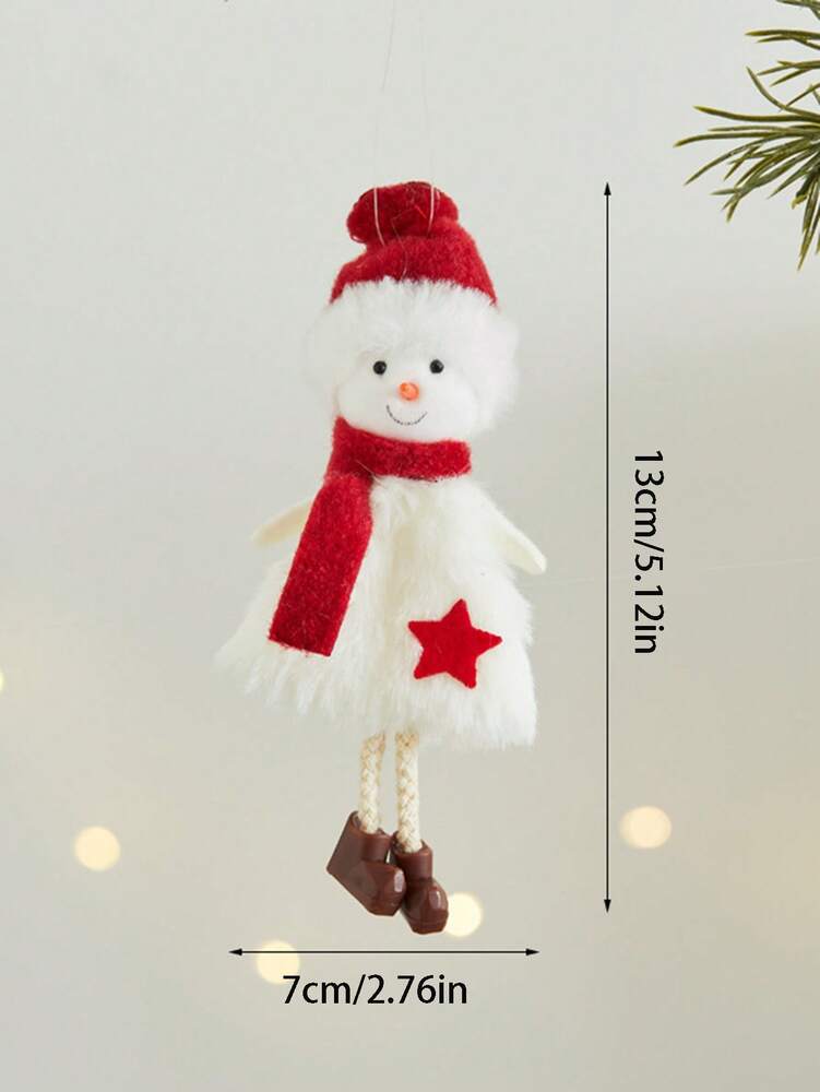 Christmas Girl Hanging Ornament, Soft Fabric Pendant with Santa Hat & Snowflakes, Cute Christmas Tree Decoration for Holiday Home Decor