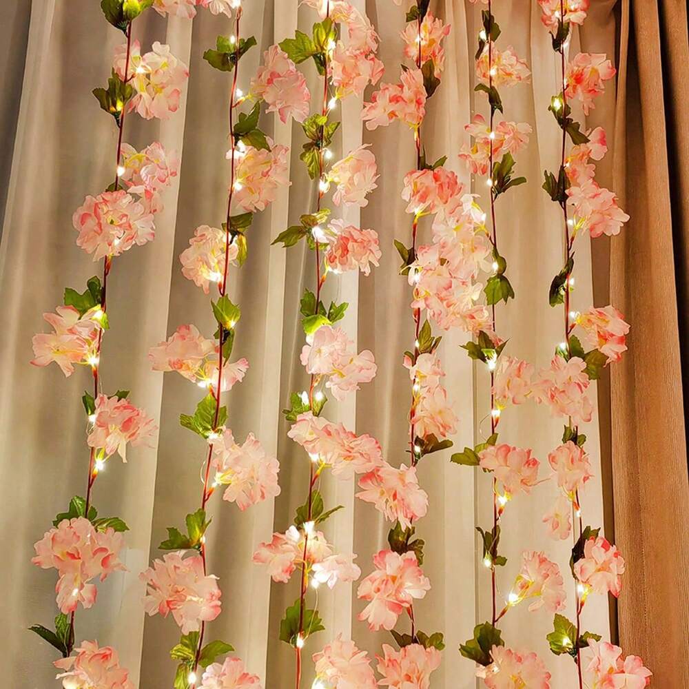 30LED Sakura Vine Light, Artificial Cherry Blossom String Light for Wall Hanging, Bedroom, Wedding or Party Decor, Romantic Home Decoration