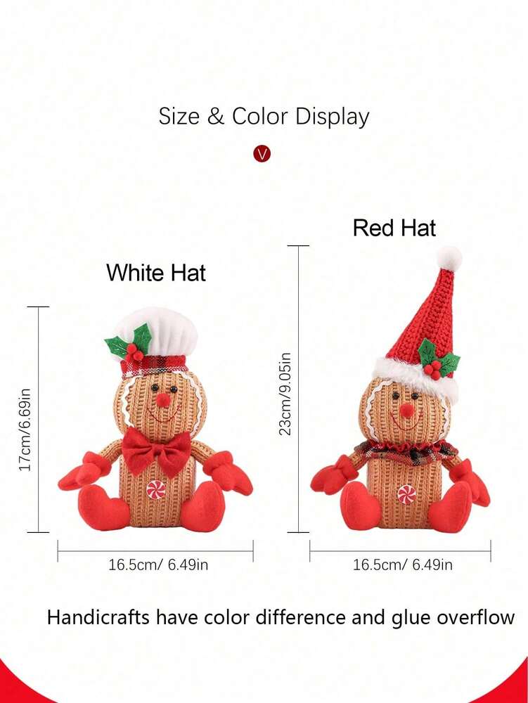 Gingerbread Man Christmas Decorations, Two Adorable Styles for Tabletop or Fireplace Display, Festive Holiday Ornaments for Home Decor