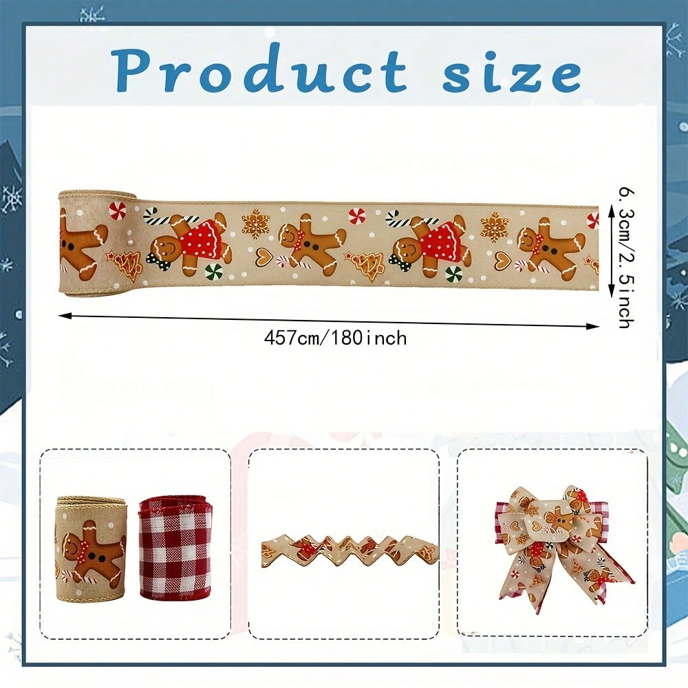 1–2 Rolls Wired Red and Burlap Christmas Ribbon, 2.5-Inch Wide Decorative Bow Ribbon for Wreaths, DIY Crafts, Gift Wrapping, and Home Holiday Decor