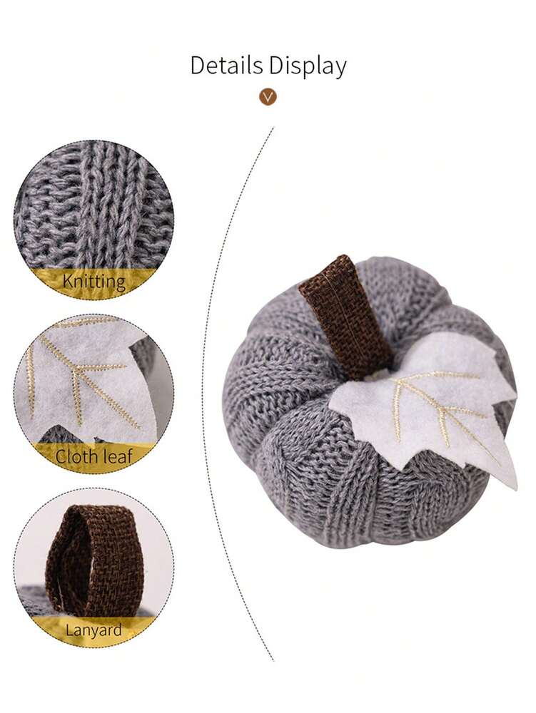 Knitted Orange Pumpkin Hanging Decoration, 1/3pcs Thanksgiving Harvest Ornaments for Home, Table, or Party Displays, Autumn and Fall Festival Decor