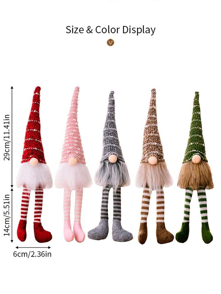 Christmas Faceless Gnome Doll with Spiral Hair, Cute Sitting Elf Decoration for Desks, Tables & Holiday Home or Office Decor