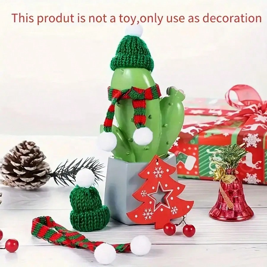 10pcs Mini Christmas Hat and Scarf Set, Knit Santa Doll Accessories for Bottle Caps, Table Decor, and Dollhouse Holiday Decorations