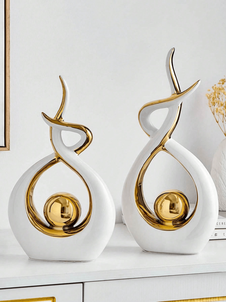 1pc Modern Abstract Resin Art Sculpture, Elegant Handmade Decorative Statue for Living Room, Bedroom or Office Desk, Minimalist Home Decor