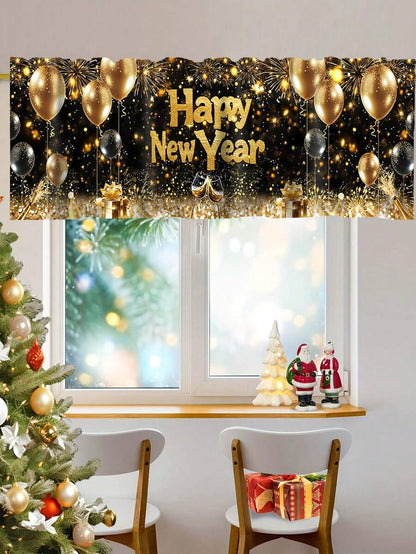 Santa Claus & Snowman Christmas Curtain Valance, 1–2 Piece Polyester Window Decor with Rod Pocket for Kitchen, Living Room or Bedroom