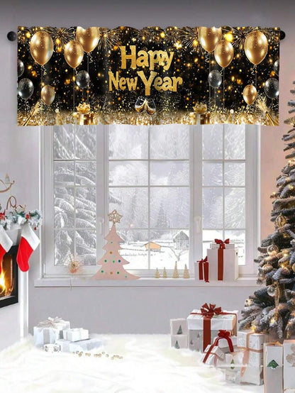 Santa Claus & Snowman Christmas Curtain Valance, 1–2 Piece Polyester Window Decor with Rod Pocket for Kitchen, Living Room or Bedroom
