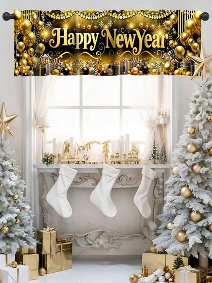 Santa Claus & Snowman Christmas Curtain Valance, 1–2 Piece Polyester Window Decor with Rod Pocket for Kitchen, Living Room or Bedroom