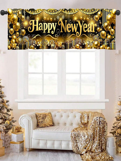 Santa Claus & Snowman Christmas Curtain Valance, 1–2 Piece Polyester Window Decor with Rod Pocket for Kitchen, Living Room or Bedroom