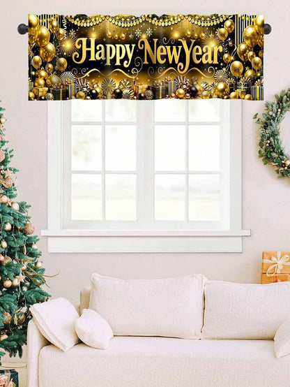 Santa Claus & Snowman Christmas Curtain Valance, 1–2 Piece Polyester Window Decor with Rod Pocket for Kitchen, Living Room or Bedroom