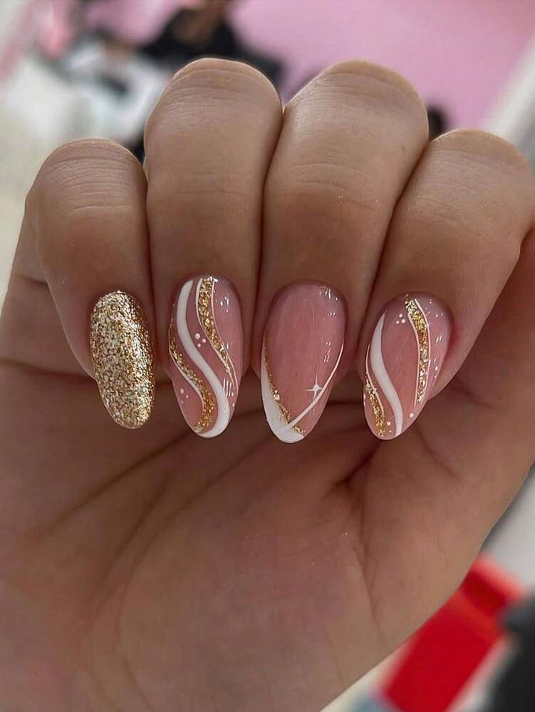 Christmas Long Almond Press On Nails 24pcs, Red French Tips With White Snowflakes And Santa Hat Design, Acrylic False Nails Set For Holiday Or Party