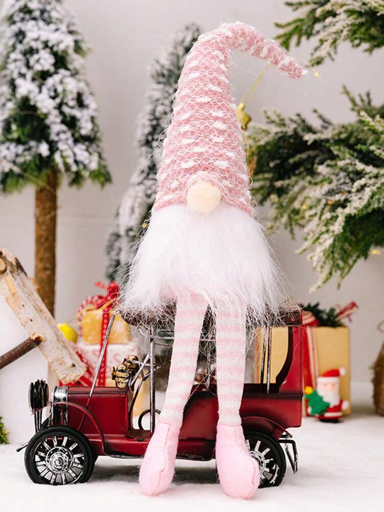 Christmas Faceless Gnome Doll with Spiral Hair, Cute Sitting Elf Decoration for Desks, Tables & Holiday Home or Office Decor