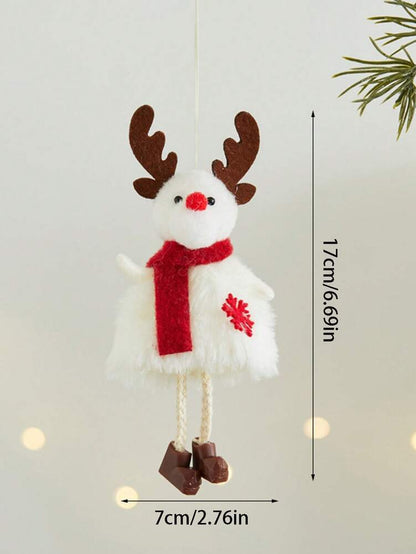 Christmas Girl Hanging Ornament, Soft Fabric Pendant with Santa Hat & Snowflakes, Cute Christmas Tree Decoration for Holiday Home Decor