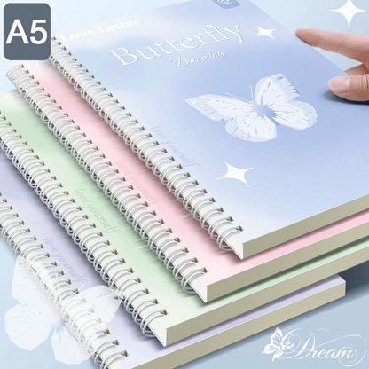 4pcs A5 Spiral Notebooks Set, 120 Pages Each, Butterfly and Love Letter Design, Elegant Lined Journals for School or Office Supplies