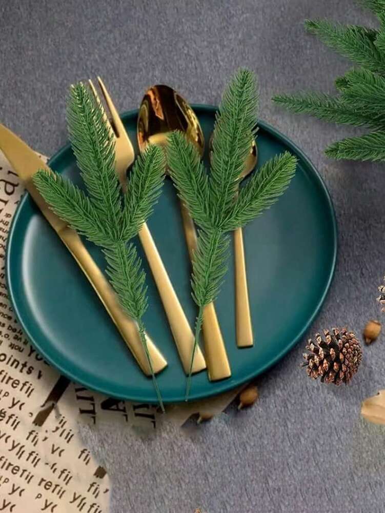 50pcs Artificial Pine Branches, Flexible Green Needles for Christmas Crafts, Tree Fillers, Fireplace Decor, Wreaths, and Gift Packaging