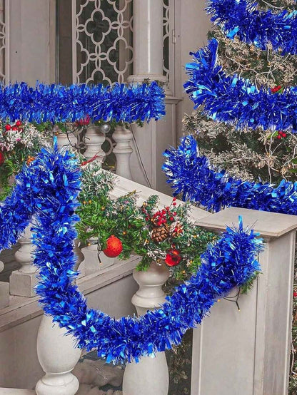 Metallic Tinsel Garland for Christmas, 1–2 Piece Shiny Glitter Streamer Decoration, Long Hanging Ornament for Trees, Parties, and Weddings
