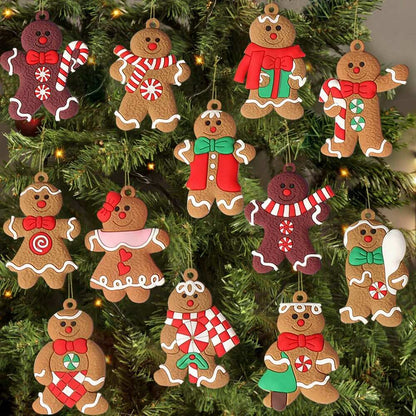 20pcs Gingerbread Ornaments for Christmas Tree, Cute Gingerbread Man Holiday Decorations for Tree & Home Decor