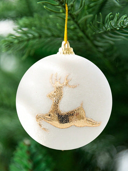 6pcs Christmas Snowball Hanging Ornaments, White and Gold Snowflake Design, Soft Foam Baubles for Christmas Trees, Parties, and Winter Fireplace Decor