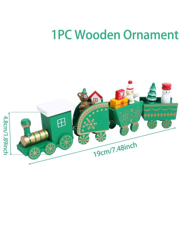 1pc/3pcs Wooden Christmas Train Ornament, Four-Section Tabletop Decoration for Windows, Gardens & Home Holiday Displays