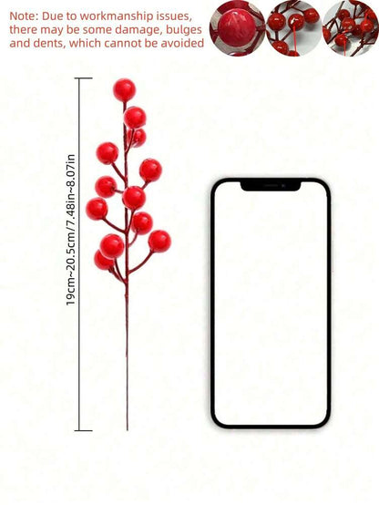 30/20/10/1pcs Artificial Red Berry Stems, Decorative Pip Berry Sprays for DIY Wreaths, Christmas Ornaments, and Winter Floral Arrangements