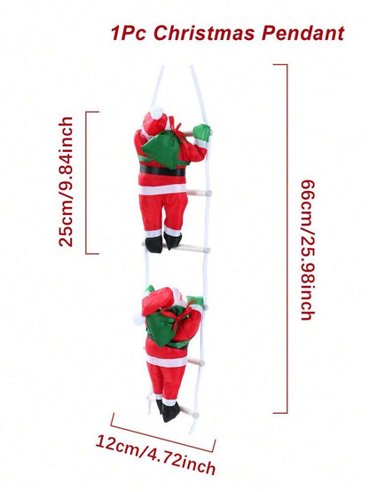 Santa Claus Climbing Rope Ornament, Cute Christmas Hanging Decoration for Fireplace, Window or Tree, Festive Holiday Home Decor