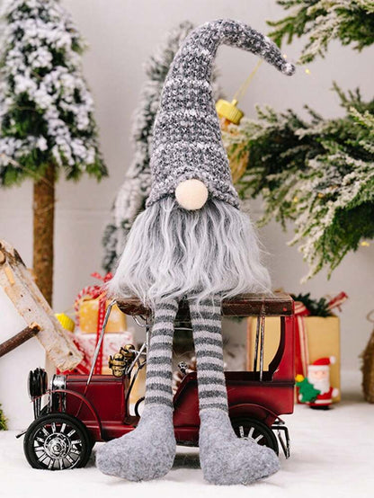 Christmas Faceless Gnome Doll with Spiral Hair, Cute Sitting Elf Decoration for Desks, Tables & Holiday Home or Office Decor