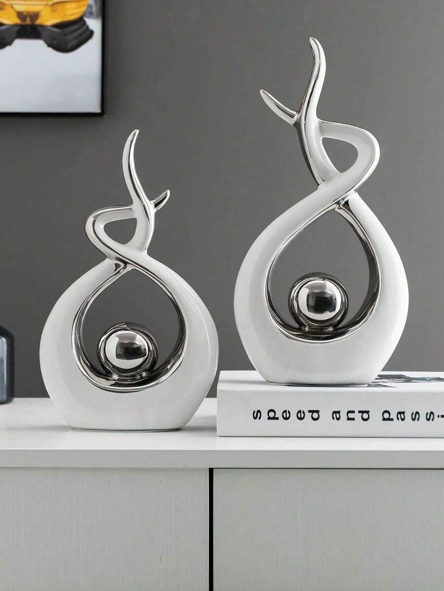 1pc Modern Abstract Resin Art Sculpture, Elegant Handmade Decorative Statue for Living Room, Bedroom or Office Desk, Minimalist Home Decor