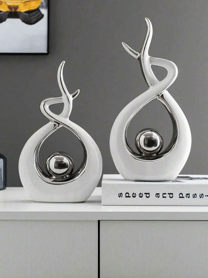 1pc Modern Abstract Resin Art Sculpture, Elegant Handmade Decorative Statue for Living Room, Bedroom or Office Desk, Minimalist Home Decor