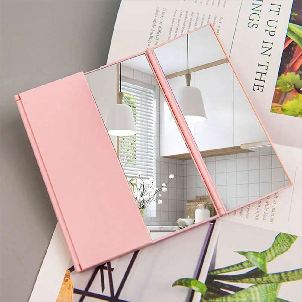 3-Sided Foldable Makeup Mirror, Ultra-Thin Portable Vanity Mirror for Travel or Home, Adjustable Compact Beauty Mirror Gift for Women (1pc)