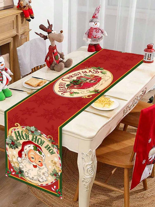 Gingerbread Man Christmas Table Runner, 35x180cm Polyester Holiday Table Flag, Festive Dining Room Décor for Christmas & Winter Home Use