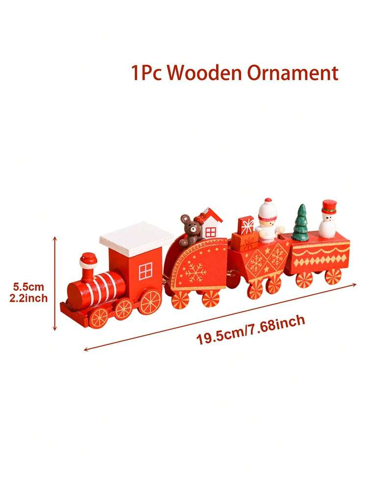 1pc/3pcs Wooden Christmas Train Ornament, Four-Section Tabletop Decoration for Windows, Gardens & Home Holiday Displays
