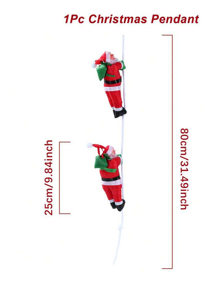 Santa Claus Climbing Rope Ornament, Cute Christmas Hanging Decoration for Fireplace, Window or Tree, Festive Holiday Home Decor