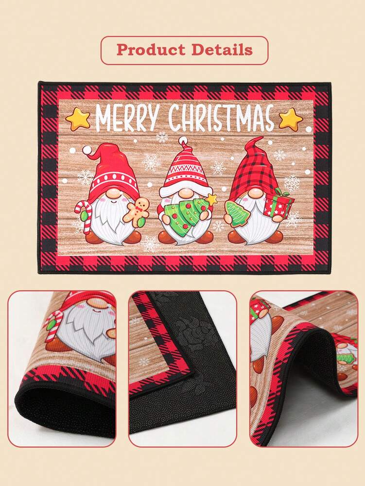 2pcs Merry Christmas Doormat Set, Gnome and Snowflake Design, Non-Slip Washable Floor Mats for Kitchen, Entryway, or Holiday Home Decoration 2026