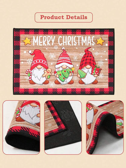 2pcs Merry Christmas Doormat Set, Gnome and Snowflake Design, Non-Slip Washable Floor Mats for Kitchen, Entryway, or Holiday Home Decoration 2026