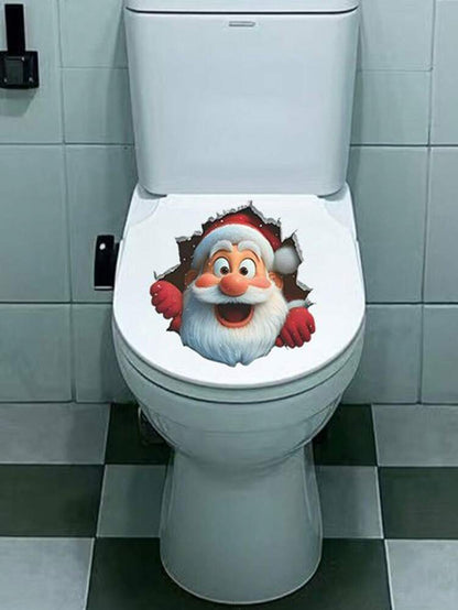 3D Santa Claus Wall Decal Sticker, DIY Breakthrough Vinyl Mural, Removable Christmas Decoration for Home, Office, or Holiday Party Background Decor