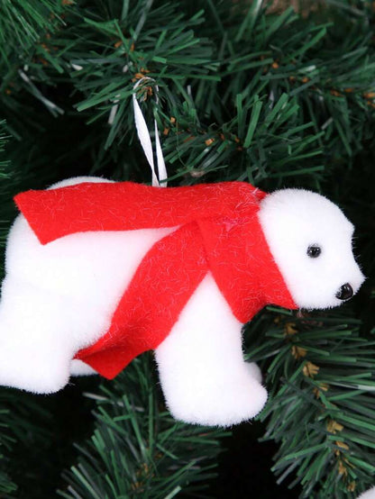 White Polar Bear Christmas Tree Ornament, Cute Hanging Pendant for Home or Office, Adorable Small Holiday Decoration for Kids and Family