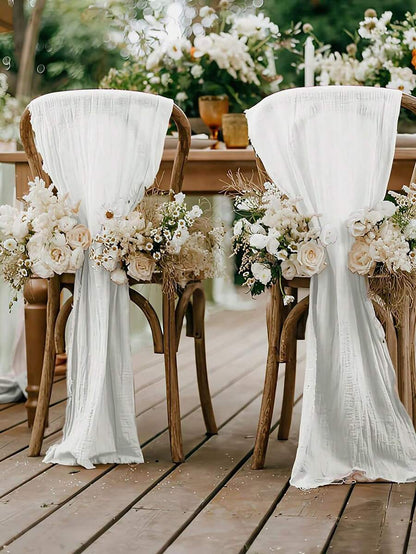 Wrinkled Cheesecloth Table Runner for Weddings and Holidays, Elegant Table Centerpiece Cloth for Christmas Dining, Birthdays, and Romantic Events