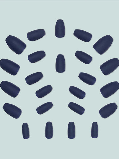 24pcs Medium Almond Matte Press On Nails, Solid Color White Black Pink Blue Multi Tone Set, Full Coverage Nails For Women And Girls