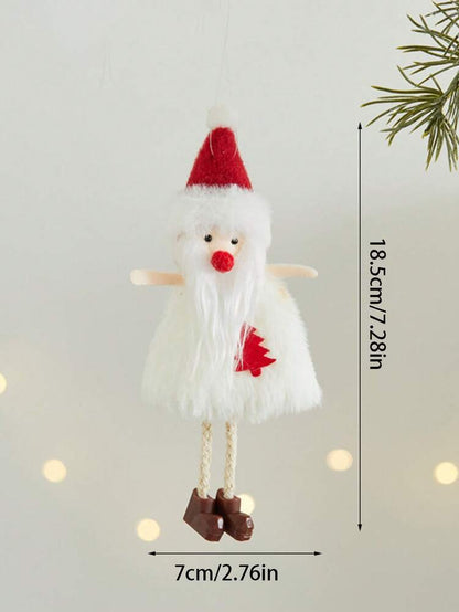 Christmas Girl Hanging Ornament, Soft Fabric Pendant with Santa Hat & Snowflakes, Cute Christmas Tree Decoration for Holiday Home Decor