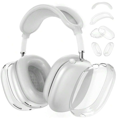 4-in-1 Clear Silicone Protective Set for AirPods Max, Transparent TPU Headband & Ear Cup Covers, Anti-Scratch Compatible with AirPods Max (USB-C)