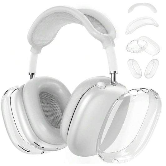 4-in-1 Clear Silicone Protective Set for AirPods Max, Transparent TPU Headband & Ear Cup Covers, Anti-Scratch Compatible with AirPods Max (USB-C)