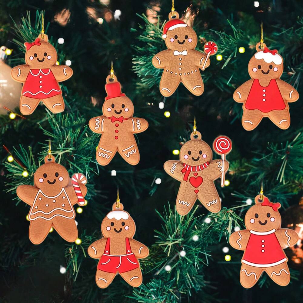 20pcs Gingerbread Ornaments for Christmas Tree, Cute Gingerbread Man Holiday Decorations for Tree & Home Decor