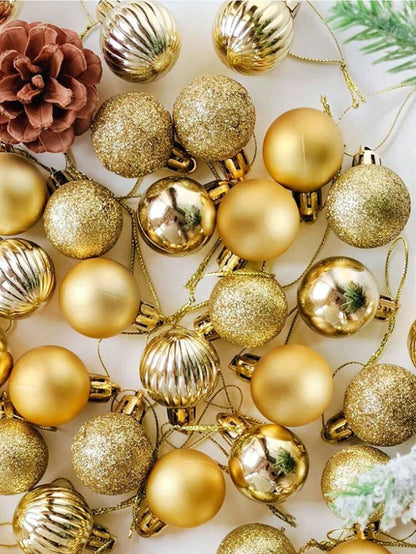 Red Shatterproof Christmas Ball Ornaments (24pcs/1pc), 1.5-Inch Pre-Strung Hanging Tree Decorations, Perfect for Holiday, Wedding, and Party Decor