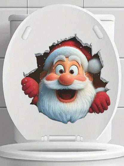 3D Santa Claus Wall Decal Sticker, DIY Breakthrough Vinyl Mural, Removable Christmas Decoration for Home, Office, or Holiday Party Background Decor