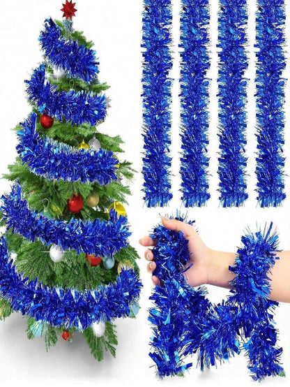 Metallic Tinsel Garland for Christmas, 1–2 Piece Shiny Glitter Streamer Decoration, Long Hanging Ornament for Trees, Parties, and Weddings